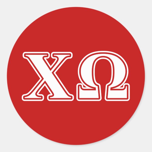 Chi Omega White and Red Letters Classic Round Sticker Zazzle