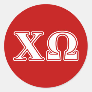 Chi Omega White and Red Letters Classic Round Sticker