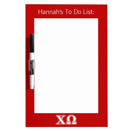 Chi Omega White and Red Letters Dry_Erase Board