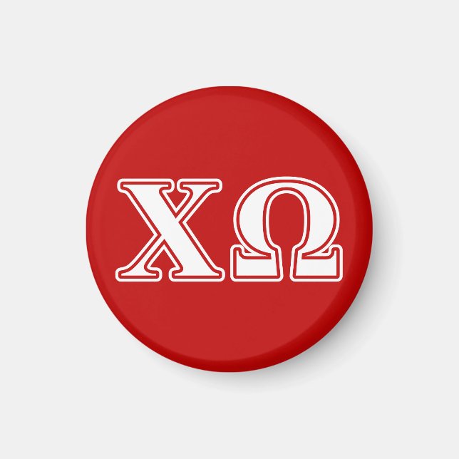 Chi Omega White and Red Letters Magnet (Front)