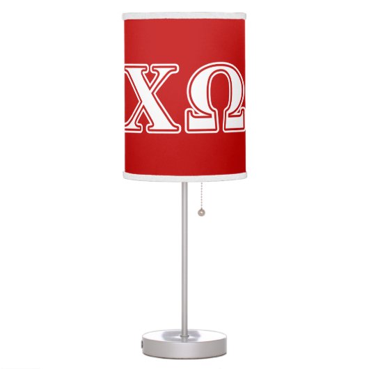 Chi Omega White and Red Letters Table Lamp (Left)