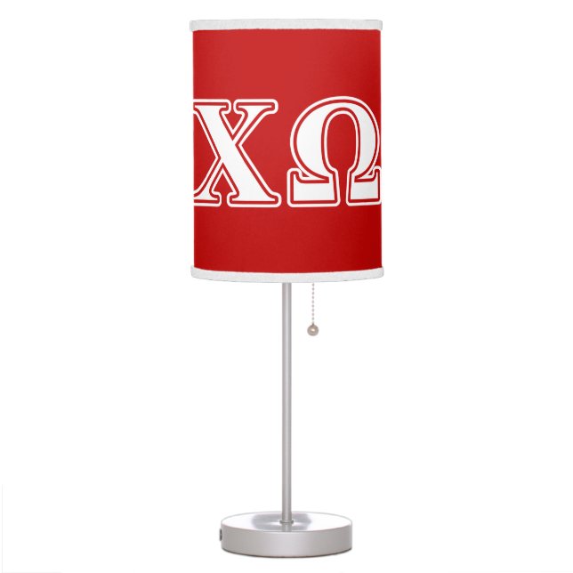 Chi Omega White and Red Letters Table Lamp (Left)