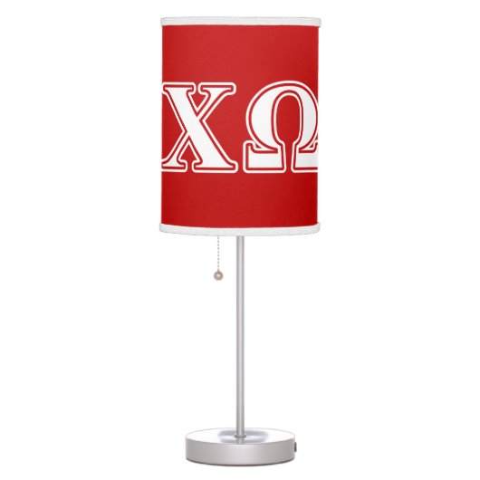 Chi Omega White and Red Letters Table Lamp (Right)