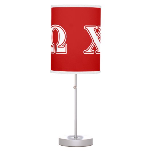 Chi Omega White and Red Letters Table Lamp (Front)