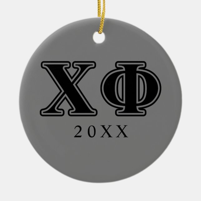 Chi Phi Black Letters Ceramic Ornament (Front)