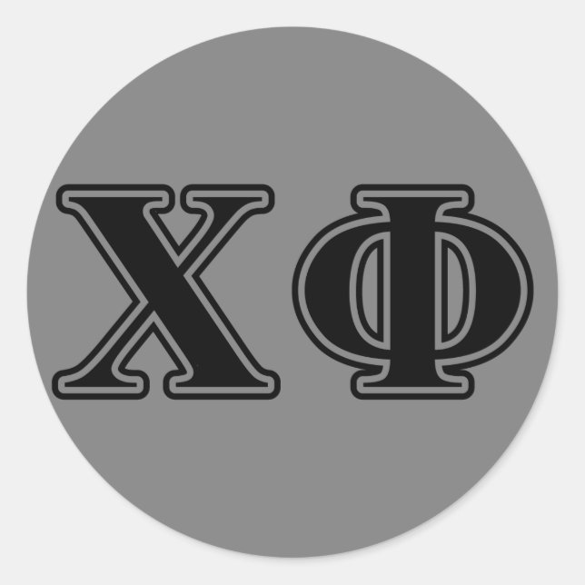 Chi Phi Black Letters Classic Round Sticker (Front)