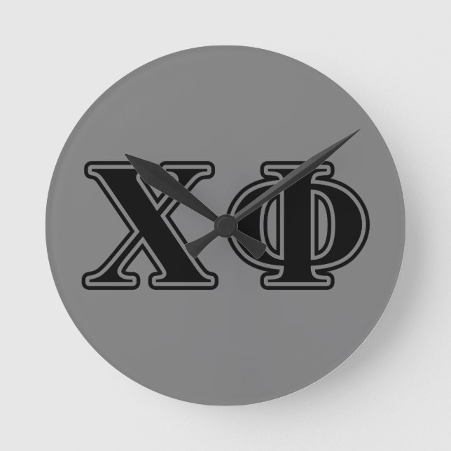 Chi Phi Black Letters Round Clock (Front)