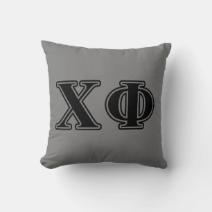 Chi Phi Black Letters Throw Pillow