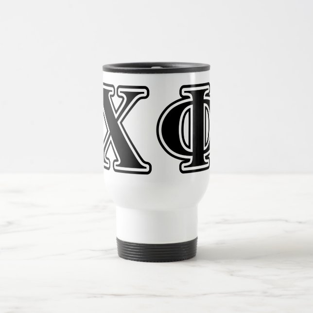 Chi Phi Black Letters Travel Mug (Center)