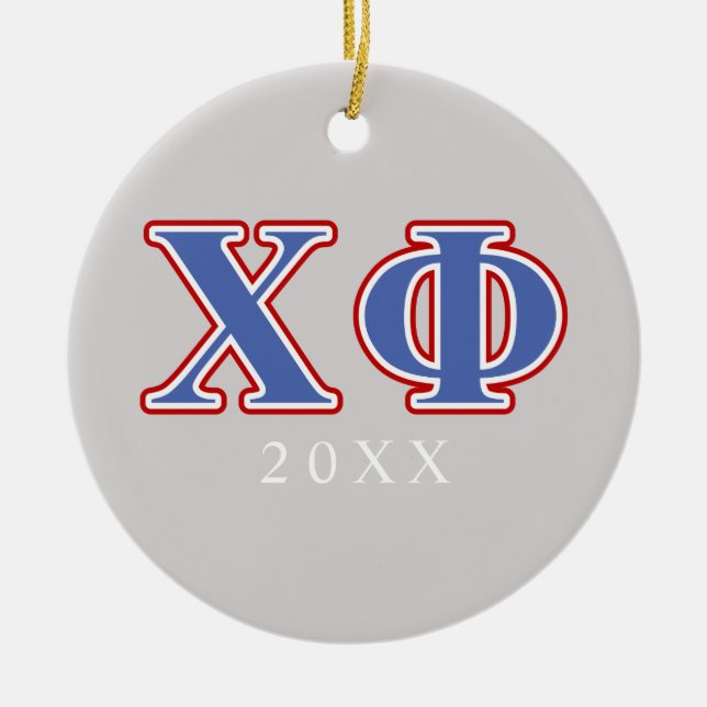 Chi Phi Blue and Red Letters Ceramic Ornament (Front)