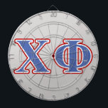 Chi Phi Blue and Red Letters Dart Board<br><div class="desc">Check out these official Chi Phi designs! Personalize your own Greek merchandise on Zazzle.com! Click the Customize button to insert your own name, class year, or club to make a unique product. Try adding text using various fonts & view a preview of your design! Zazzle's easy to customize products have...</div>