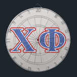 Chi Phi Blue and Red Letters Dart Board<br><div class="desc">Check out these official Chi Phi designs! Personalize your own Greek merchandise on Zazzle.com! Click the Customize button to insert your own name, class year, or club to make a unique product. Try adding text using various fonts & view a preview of your design! Zazzle's easy to customize products have...</div>