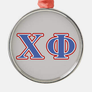 Chi Phi Blue and Red Letters Metal Ornament