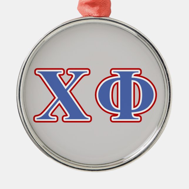 Chi Phi Blue and Red Letters Metal Ornament (Front)