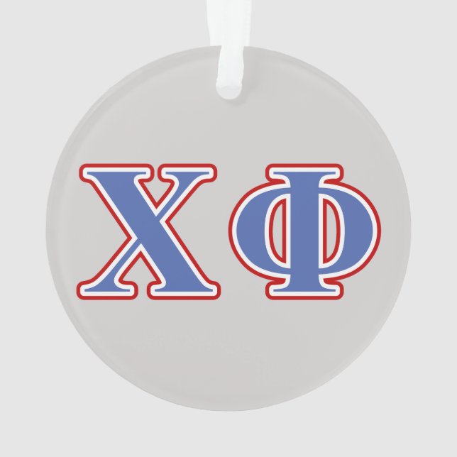 Chi Phi Blue and Red Letters Ornament (Back)