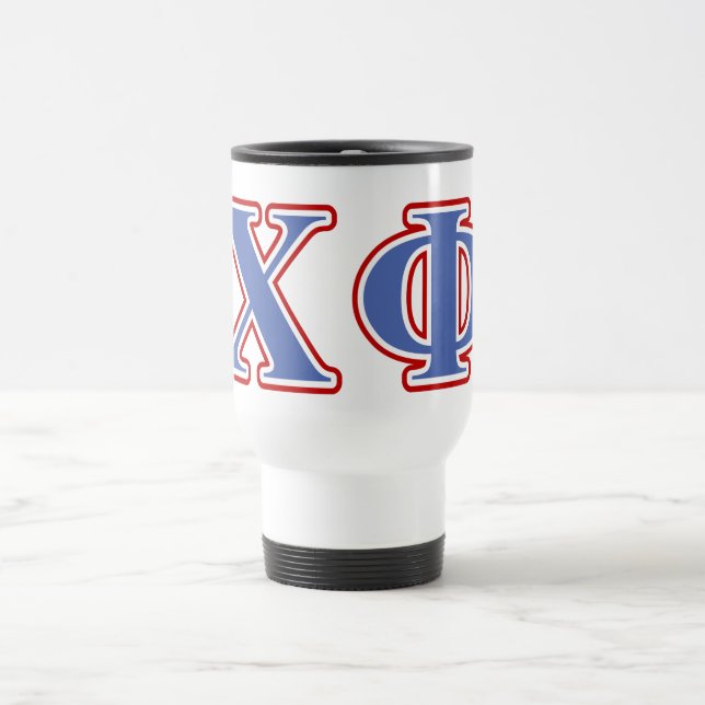 Chi Phi Blue and Red Letters Travel Mug (Center)
