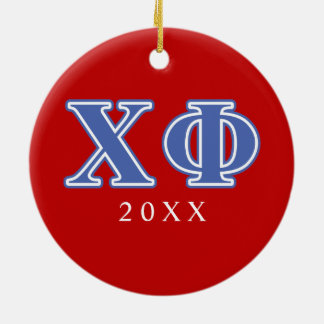 Chi Phi Blue Letters Ceramic Ornament