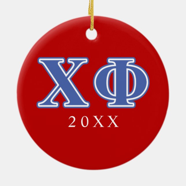 Chi Phi Blue Letters Ceramic Ornament (Back)