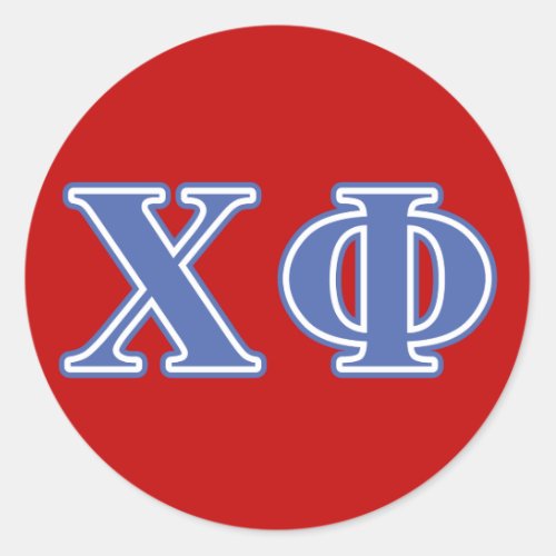 Chi Phi Blue Letters Classic Round Sticker