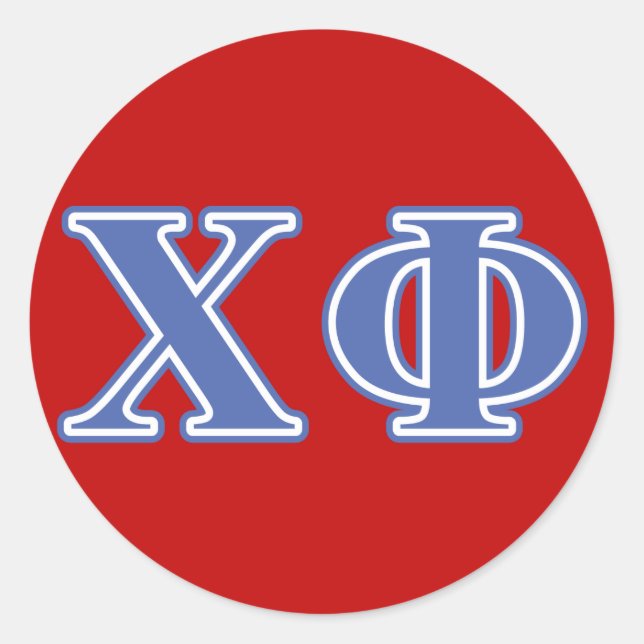 Chi Phi Blue Letters Classic Round Sticker (Front)