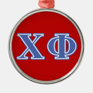 Chi Phi Blue Letters Metal Ornament