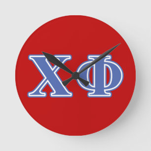 Chi Phi Blue Letters Round Clock