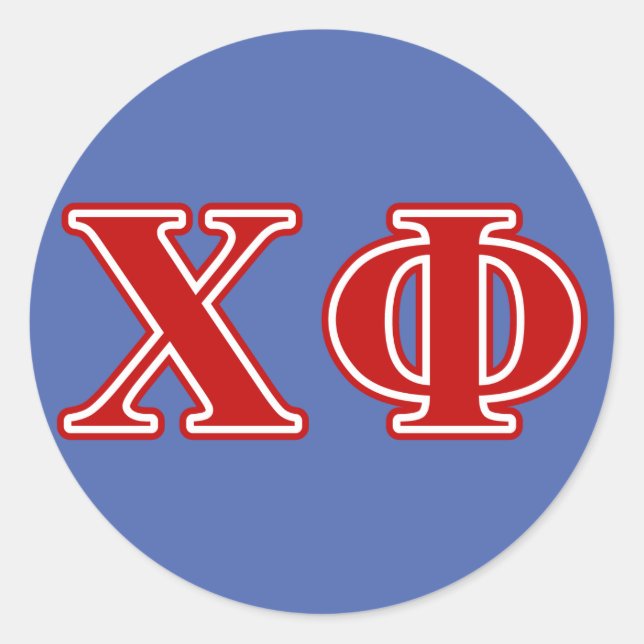 Chi Phi Red Letters Classic Round Sticker (Front)
