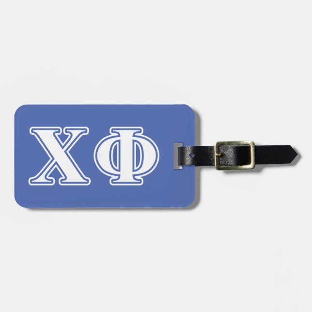 Chi Phi White and Blue Letters Luggage Tag (Front Horizontal)