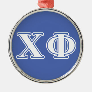 Chi Phi White and Blue Letters Metal Ornament