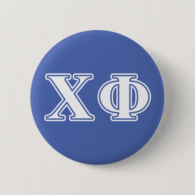 Chi Phi White and Blue Letters Pinback Button (Front)