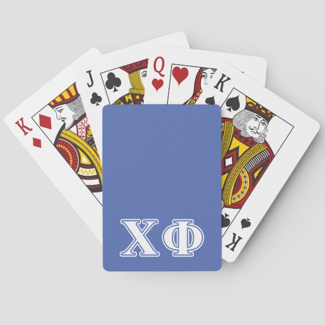 Chi Phi White and Blue Letters Poker Cards (Back)