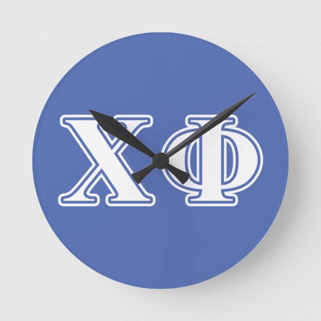 Chi Phi White and Blue Letters Round Clock (Front)