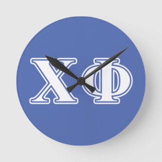 Chi Phi White and Blue Letters Round Clock