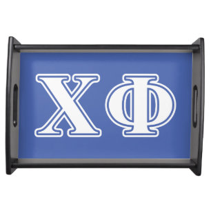Chi Phi White and Blue Letters Serving Tray