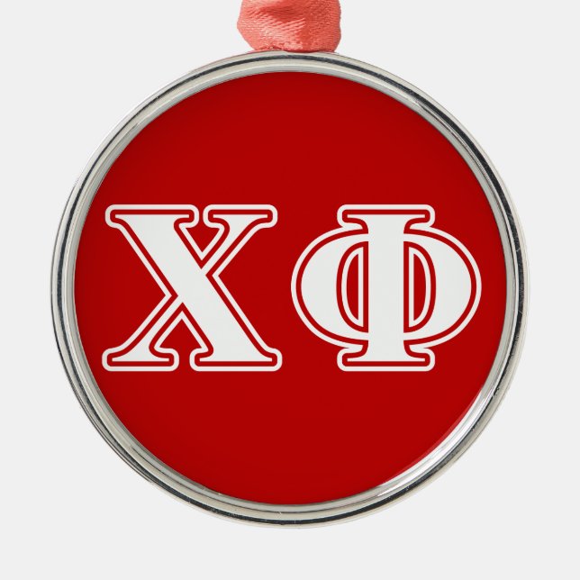 Chi Phi White Letters Metal Ornament (Front)