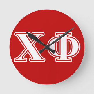 Chi Phi White Letters Round Clock