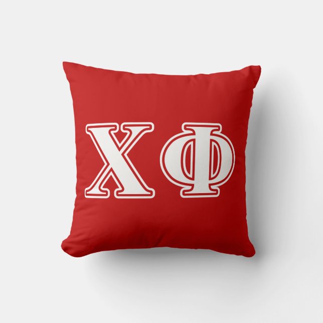 Chi Phi White Letters Throw Pillow (Front)