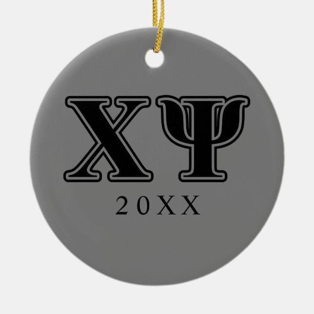 Chi Psi Black Letters Ceramic Ornament (Front)