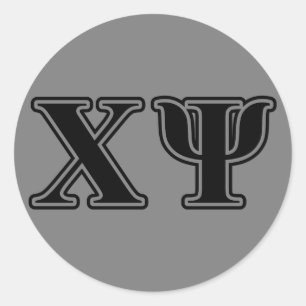Chi Psi Black Letters Classic Round Sticker