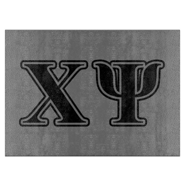 Chi Psi Black Letters Cutting Board (Front)