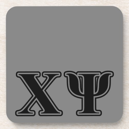 Chi Psi Black Letters Drink Coaster