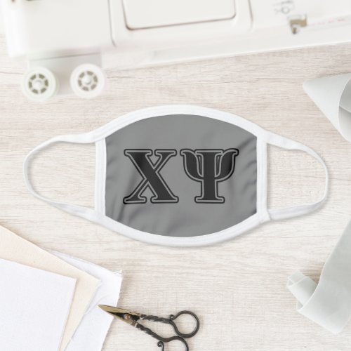 Chi Psi Black Letters Face Mask