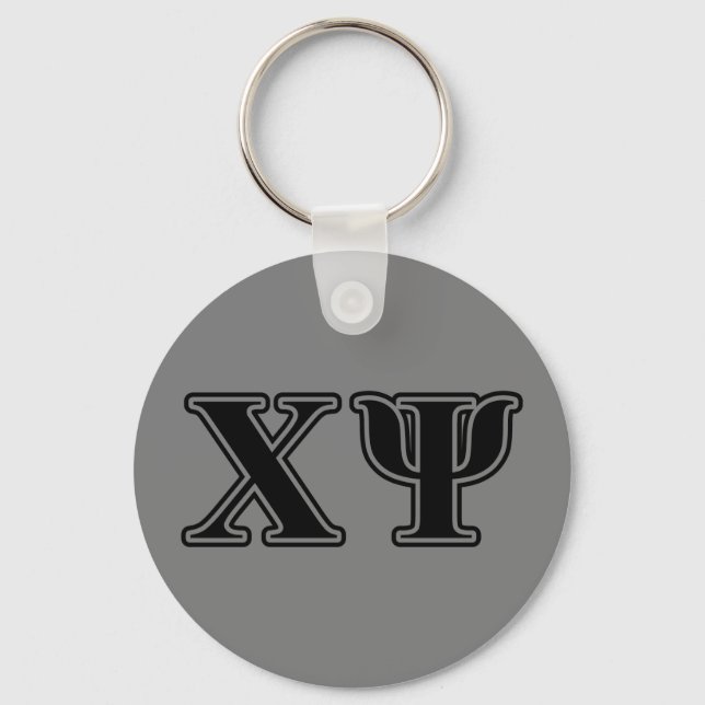 Chi Psi Black Letters Keychain (Front)