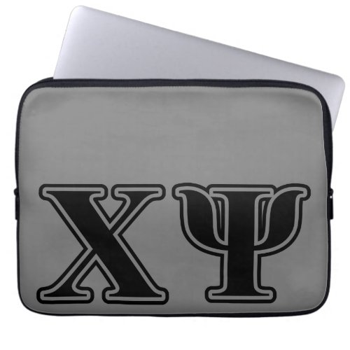 Chi Psi Black Letters Laptop Sleeve