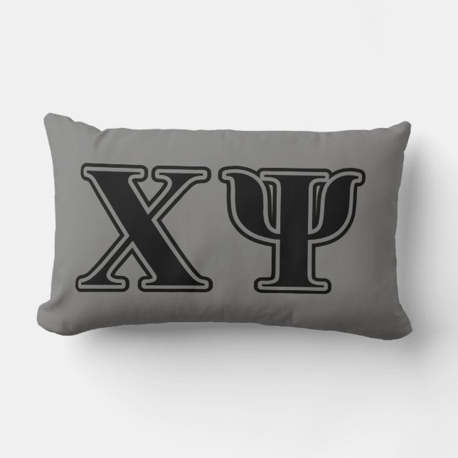 Chi Psi Black Letters Lumbar Pillow (Front)
