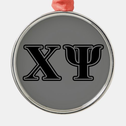 Chi Psi Black Letters Metal Ornament