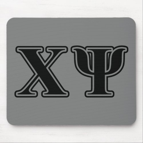 Chi Psi Black Letters Mouse Pad