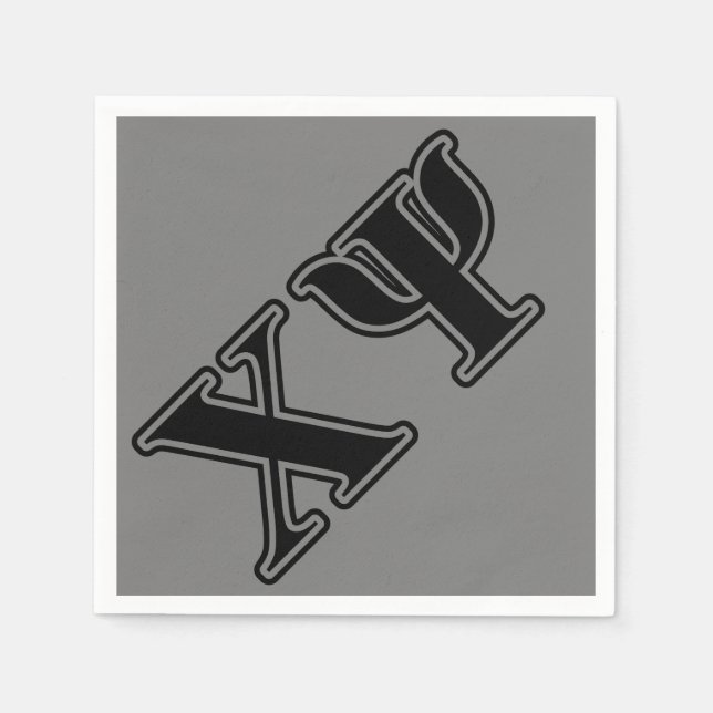 Chi Psi Black Letters Napkins (Front)