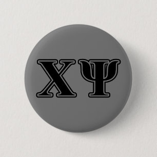 Chi Psi Black Letters Pinback Button