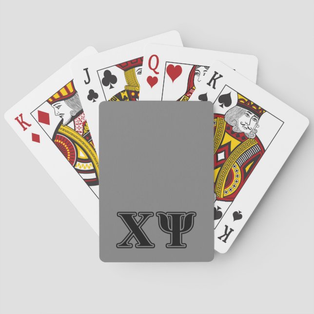 Chi Psi Black Letters Poker Cards (Back)